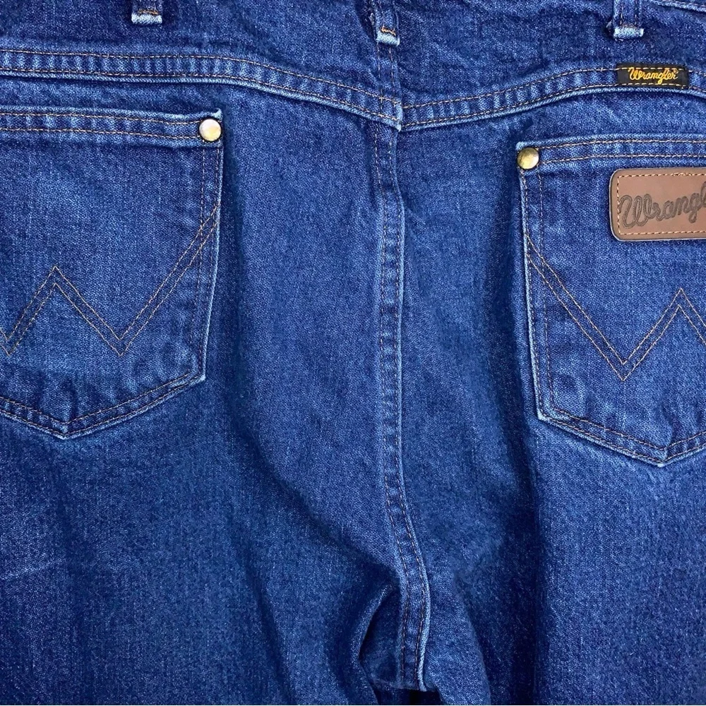 Actual 37x33 Wrangler Slim Fit Blue Denim Jeans 36MWZ Western Bootcut Cowboy Cut